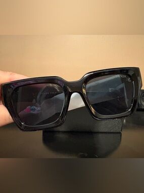 Prada Black Gloss Triangle Logo Sunglasses